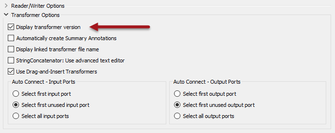 Checking display transformer version